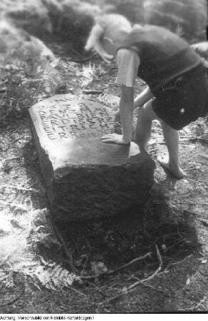 Sächsische Schweiz. Naturschutz-Wandergruppe am Zirkelstein. Wiedererrichten eines Gedenksteines, 1946