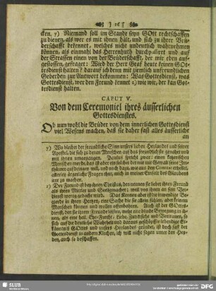 Caput V. Von dem Ceremoniel ihres äusserlichen Gottesdienstes