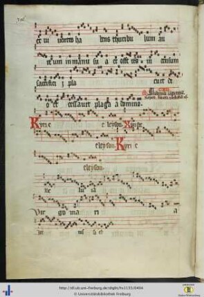 [201v] Kyrie, Alleluia, Virgo Maria, Ite missa est (Nachträge des 15. Jhs.).
