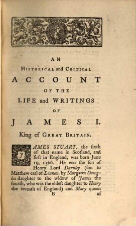 An historical and critical account of the life and writings of James I.
