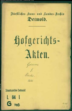 Grimme, Kaspar zu Lemgo gegen Rieke und Ernsting zu Hagen - Schuldforderung