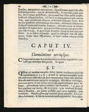 Caput IV. De Cumulatione utriusque