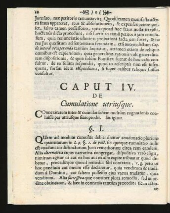 Caput IV. De Cumulatione utriusque