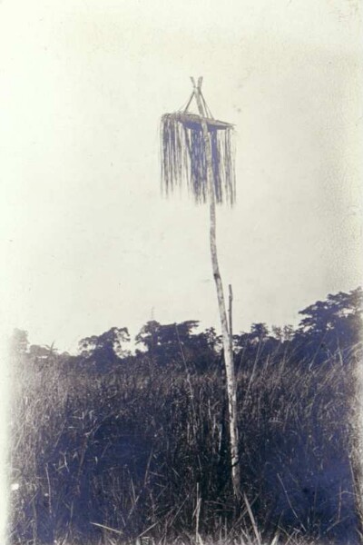 "Ajara" memorial sign where man was slain. It remains until he is avenged. (in front of Tjamangai)"