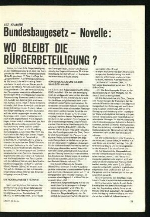 Bundesbaugesetz-Novelle: Wo bleibt die Bürgerbeteiligung?