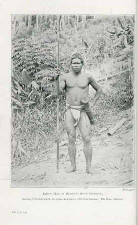 Jakun man in hunting accoutrements, ...