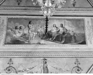Szenen aus der antiken Mythologie und Allegorien, Detail: Apoll spielt die Leier vor den olympischen Göttern
