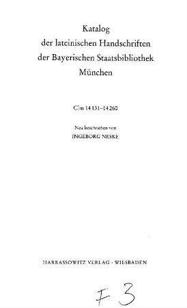 Die Handschriften aus St. Emmeram in Regensburg. Band 2, Clm 14131 - 14260