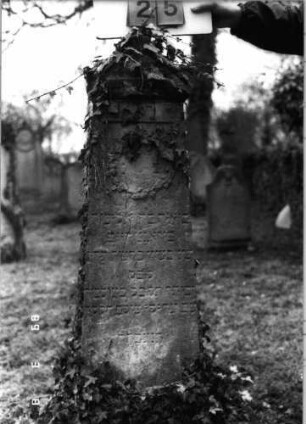 Grabstein 25 (Index: 100100059) Maße HxBxT: 131x47x39 cm Symbolik: Kranz: Grabstein 25