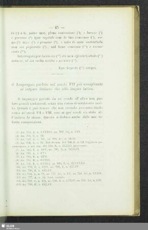 6. Linguaggio parlato nel secolo VII più somigliante al volgare italiano che alla lingua latina