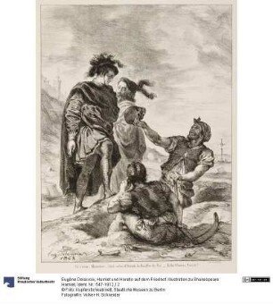 Hamlet und Horatio auf dem Friedhof. Illustration zu Shakespeare: Hamlet