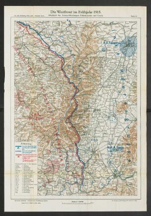 Karte 8. Die Westfront im Frühjahr 1915. Abschnitt der Armee-Abteilung Falkenhausen und Gaede.