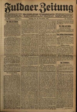 Erste Ausgabe vom Freitag, den 31. Dezember 1915.