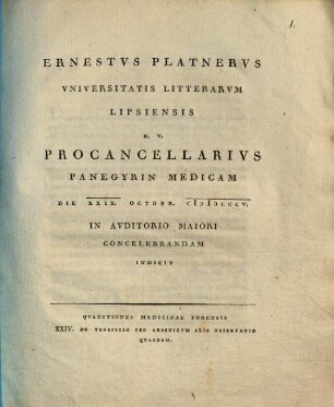 Quaestiones medicinae forensis, 24. De Veneficio Per Arsenicvm Alia Observatio Qvaedam