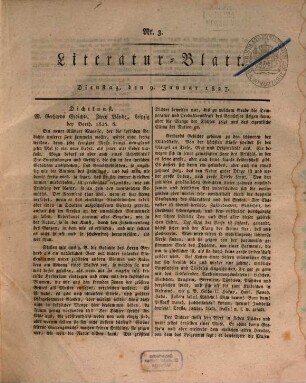 Morgenblatt für gebildete Stände. Literatur-Blatt, 1827