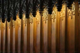 Frankreich. Midi Pyrenees. Aveyron. Rodez. Kathedrale Notre Dame. Chorgestühl von Andre Sulpice 15 Jahrhundert. Detail
