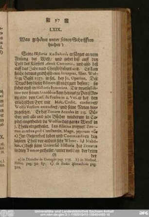 LXIX. Was gehöret unter seinen Schrifften hieher?
