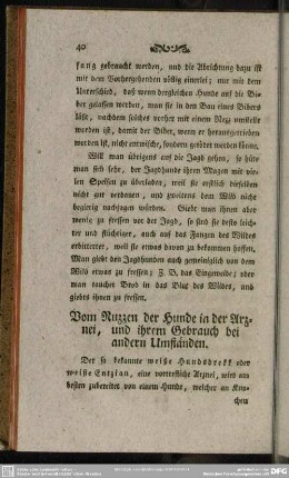 Vom Nuzzen der Hunde in der Arznei, und ihrem Gebrauch bei andern Umständen