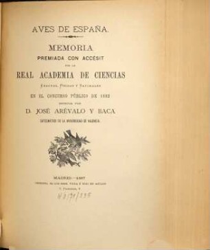 Memorias de la Real Academia de Ciencias Exactas, Físicas y Naturales de Madrid. 11. 1887