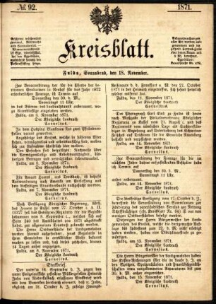 Ausgabe vom Samstag, den 18. November 1871.