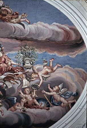 Die griechischen Götter verherrlichen das Monogramm des Bauherrn Ludwig Günther II. von Schwarzburg-Rudolstadt
