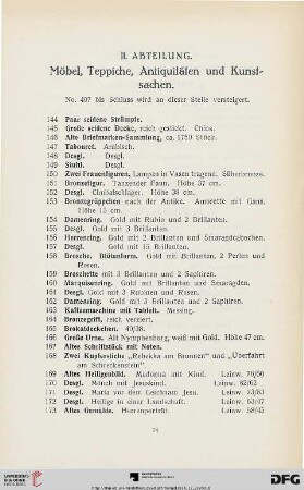 Möbel, Teppiche, Antiquitäten und Kunstsachen (Nr. 144-406)