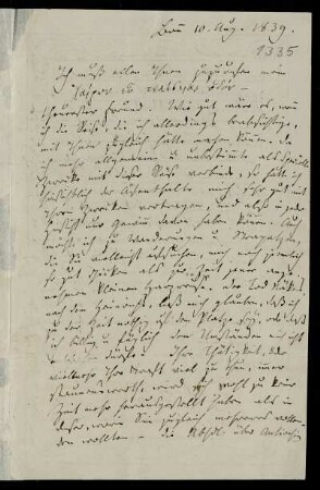 Nr. 1335: Brief von Friedrich Gottlieb Welcker an Karl Otfried Müller, Bonn, 10.8.1839