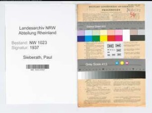 Entnazifizierung Paul Sieberath , geb. 29.06.1895 (Verw.Angest.)