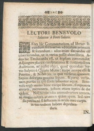 Lectori Benevolo
