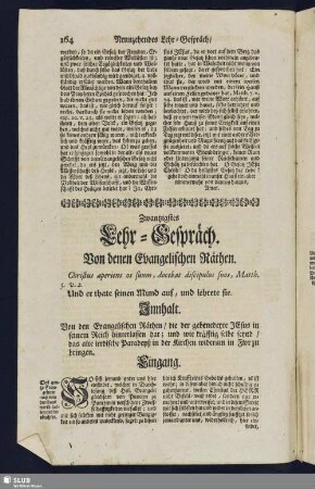 Zwantziges Lehr-Gespräch. Von denen Evangelischen Räthen