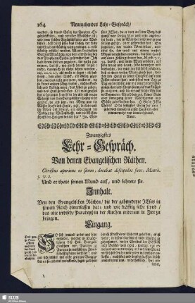 Zwantziges Lehr-Gespräch. Von denen Evangelischen Räthen