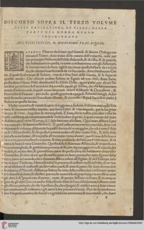 Discorso sopra il terzo volume