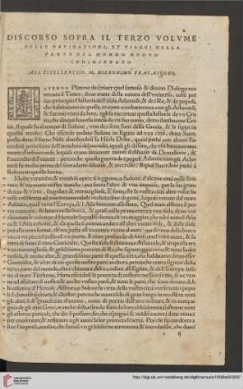 Discorso sopra il terzo volume