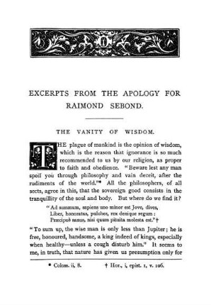 Excerpts From The Apology For Raimond Sebond