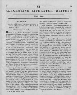 Niemeyer, H. A.: Collectio Confessionum In Ecclesiis Reformatis Publicatarum. Leipzig: Klinkhardt 1840 (Fortsetzung von Nr. 80.)