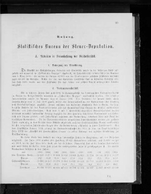 Anhang. Statistisches Bureau der Steuer-Deputation.