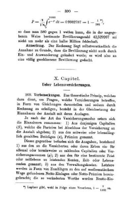 X. Capitel. Ueber Lebensversicherungen.