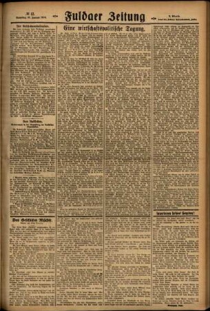 Zweite Ausgabe vom Samstag, den 16. Januar 1926.