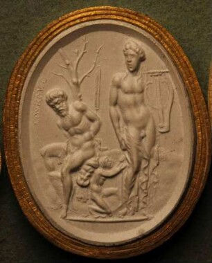Apollo, Marsyas und Olympus (Daktyliothek, Erstes Mythologisches Tausend)