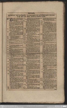 Chronologia, oder Zeit-Register, der vornehmsten und gedenkwürdigsten Historien, so im Alten und Neuen Testament beschrieben werden
