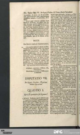 Disputatio VII. De Signis, Vocibus, & prima Mentis Operatione.