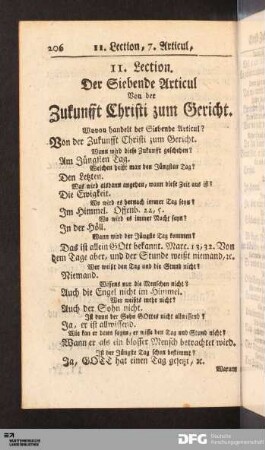 11. Lection. Der Siebende Articul Von der Zukunfft Christi zum Gericht.