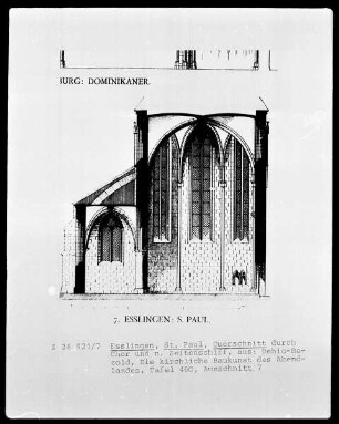 Querschnitt durch Chor und Seitenschiff der Dominikanerkirche Sankt Paul in Eßlingen am Neckar