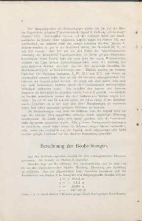 Berechnung der Beobachtungen.