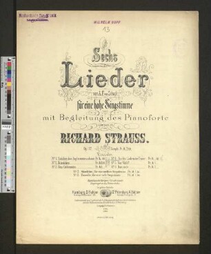 No. 4: Aus den Lieder der Trauer : von A. F. von Schack; für eine hohe Singstimme mit Begleitung des Pianoforte; op. 17
