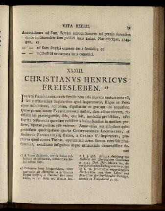 XXXIII. Christianus Henricus Freiesleben.
