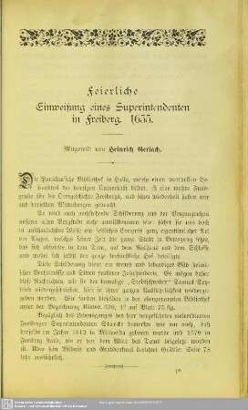 Feierliche Einweihung eines Superintendenten in Freiberg. 1655