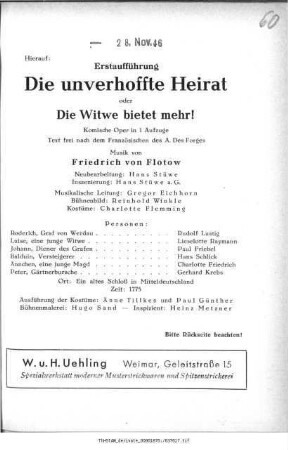 Die unverhoffte Heirat oder Die Witwe bietet mehr!