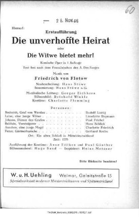 Die unverhoffte Heirat oder Die Witwe bietet mehr!