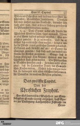 Das zwölffte Capitel. Von der Christlichen Freyheit.